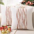 Boho Throw Pillow Covers 18x18 Set of 2 Christmas Decorative Cushion Case Striped Square Pillows Cover Chenille Pillow Cases Accent Neutral Pillowcase for Sofa Couch Bed,White Wine-red-Ruum Studio Home