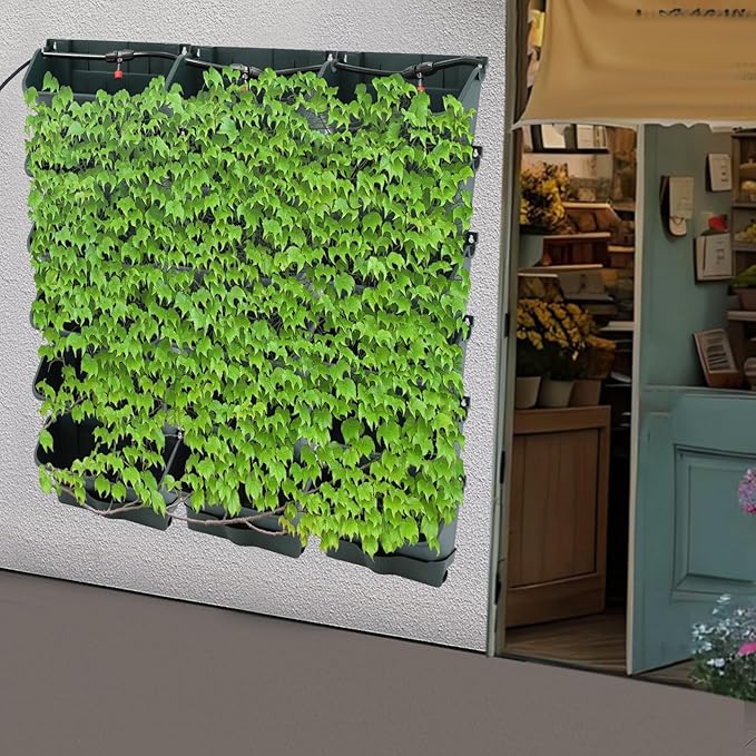 Self-Watering Wall-Mounted Planter, Vertical Garden Planter Set with 18 Pots, Stackable Plant Grow Pots with Electronic Timer for Growing Veggies, Fruits, Herbs, Flowers.-Ruum Studio Home