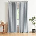 Vision Home Blue Gray Pinch Pleated Full Blackout Curtains Linen Blended Room Darkening Window Curtains 112 inch for Living Room Bedroom Thermal Insulated Pinch Pleat Drapes with Hooks 40" Wx112 Lx2-Ruum Studio Home