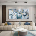 Abstract Canvas Wall Art, Modern Minimalist Wall Decor for Living Room - Blue, Teal Room Decorations, Framed 24x48IN-Ruum Studio Home