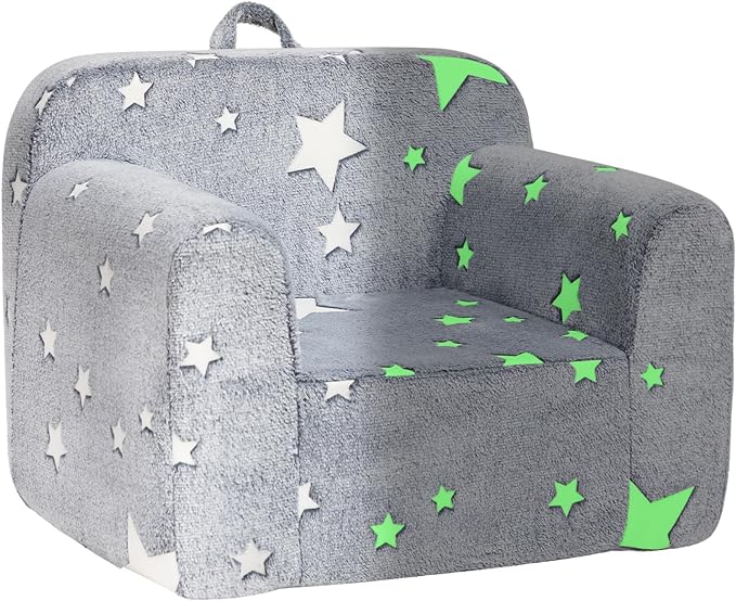 ALIMORDEN Kids Ultra-Soft Snuggle Foam Filled Chair, Single Cuddly Sherpa Reading Couch for Boys and Girls,Star-Ruum Studio Home
