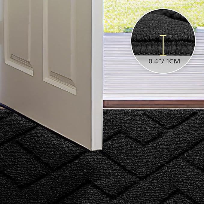 hicorfe Indoor Doormat,Front Back Door Mat Rubber Backing Non Slip Door Mats 47"x71" Absorbent Resist Dirt Entrance Doormat Inside Floor Mats for Entryway Washable Low-Profile (Black)-Ruum Studio Home