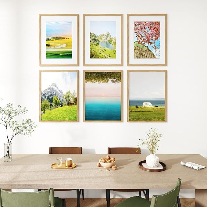 IBUYKE 18x24 Picture Frame,Solid Oak Wood 18x24 Photo Frame with Mat to 16x20,18x24 Picture Frames With Tempered Glass,Wall Mount Display,Home Decor,Natural Oak 24 x 18 Frame,UWPF1824N-Ruum Studio Home