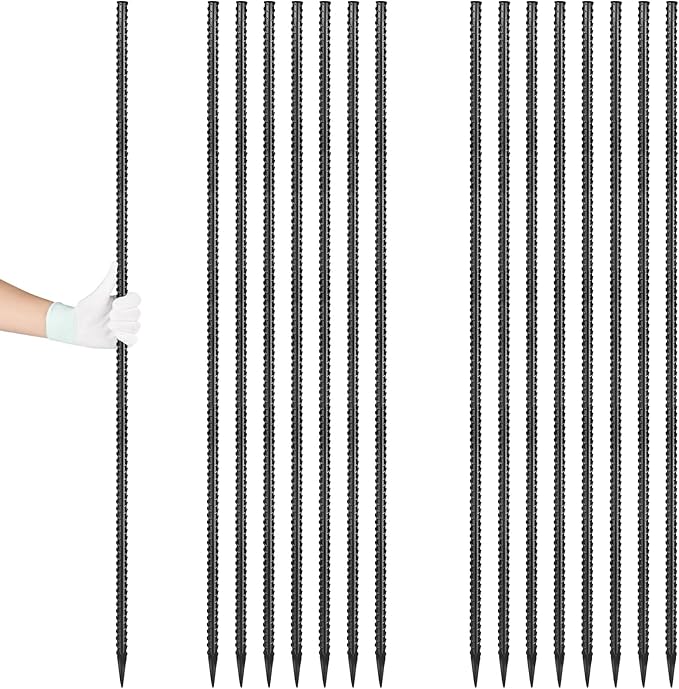Rebar Stakes 48 inches 16-Pack Concrete Form Stakes Straight 3/8" Diameter Rebar Ground Metal Stakes for Landscaping, Securing Fence, Garden Plants Support, Survey Markers and Securing Trees-Ruum Studio Home