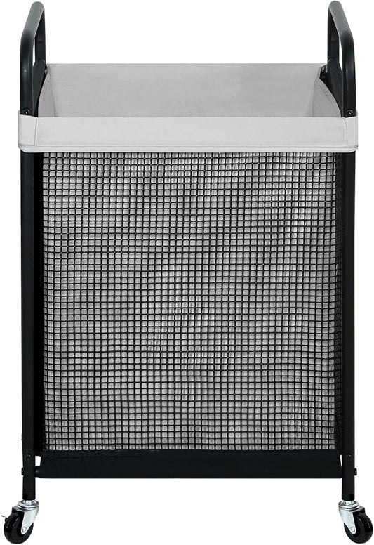 STO STO Laundry Hamper, 90L Rolling Laundry Sorter Cart with Removable and Washable Liner Bag, Rolling Clothes Hamper with Metal Handle for Laundry Room and Bedroom, Gray-Ruum Studio Home