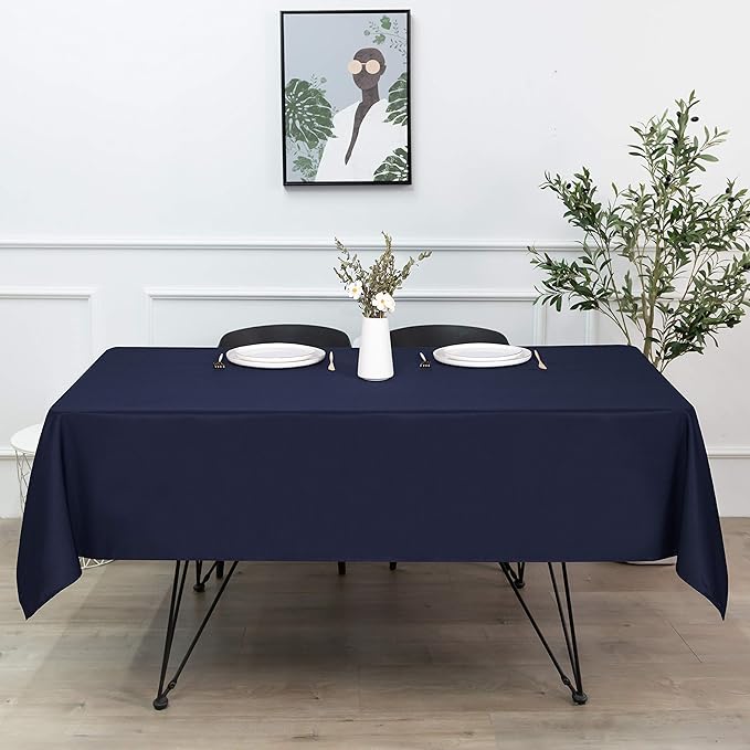 sancua Square Tablecloth - 54 x 54 Inch - Stain and Wrinkle Resistant Washable Polyester Table Cloth, Decorative Fabric Table Cover for Dining Tables, Buffet Parties and Camping, Navy-Ruum Studio Home