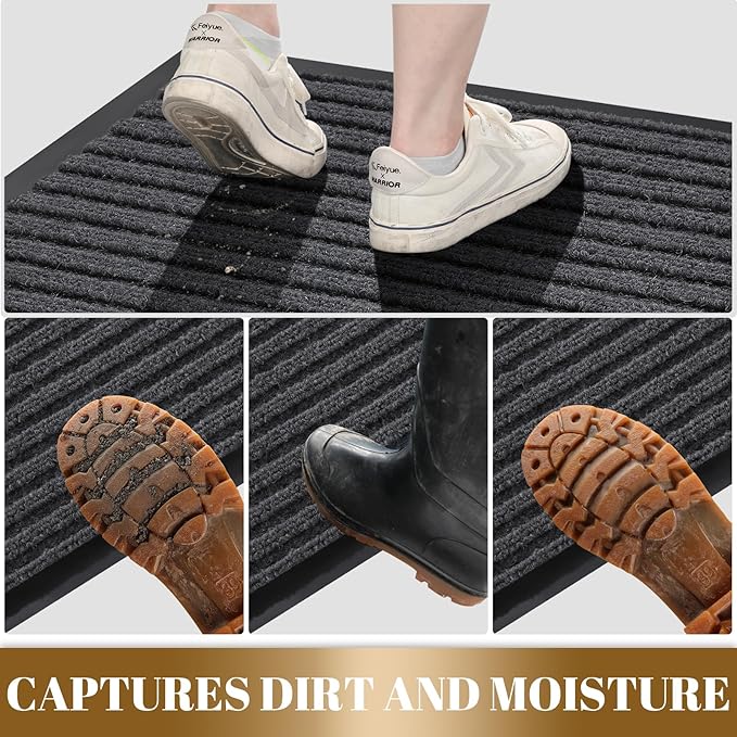 Yimobra Front Door Mat Outdoor Indoor Entrance, 100% Waterproof All-Season All Weather Doormat, Welcome Matt Outside Entry, Non Slip, Low Profile, Heavy Duty Patio Porch Floor Mats,36 x 17,Grey-Ruum Studio Home