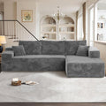 106" Cloud Sectional Couches for Living Room,Plush Corduroy Boneless Couch with Comfy Chaise,L Shaped Sofa in A Box No Assembly Require,Grey-Ruum Studio Home
