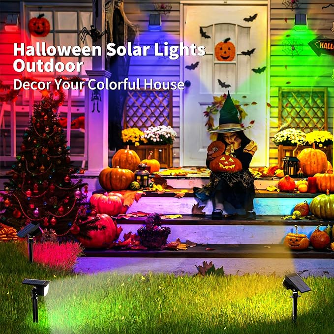 Solar Spot Lights Outdoor Color Changing, [7 Mode/2 Pack] Christmas Landscape Spotlights, Solar Lights Outdoor Waterproof, Solar Led Powered Flood Light for Outside Pathway Yard Garden Walkway-Ruum Studio Home