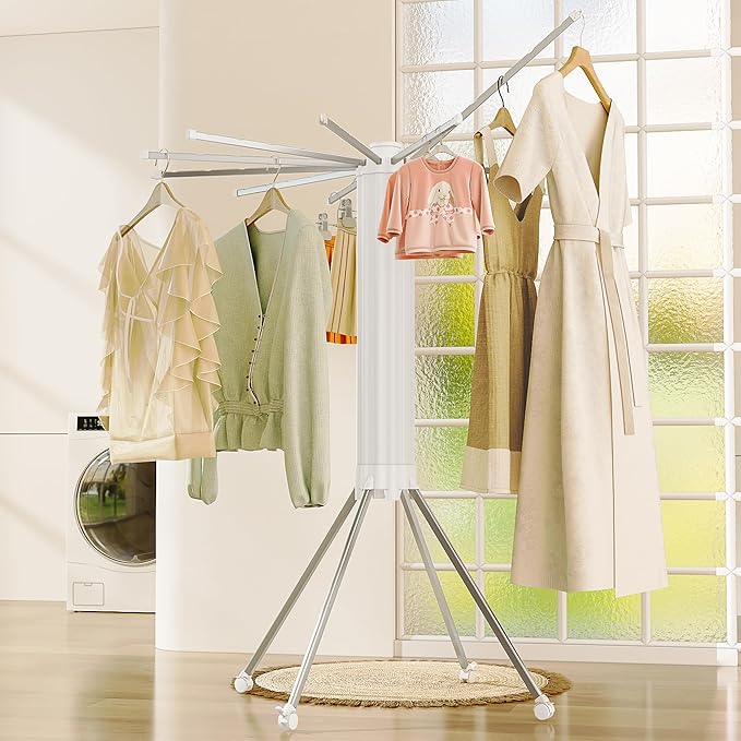 JOOM 4 Legs Double Layer Clothes Drying Rack, Garment Rack Portable and Foldable Space Saving Laundry Drying Rack - Drying Rack Clothing Floor Folding Balcony Bedroom Household Aluminum-Ruum Studio Home