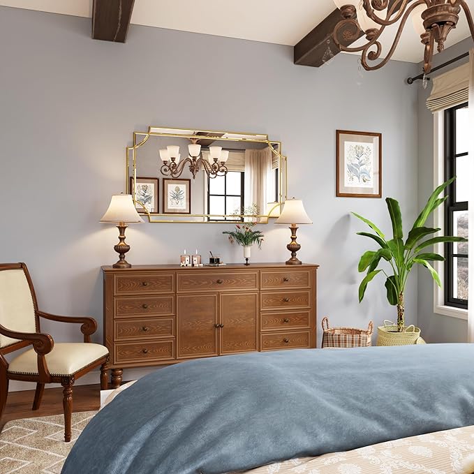 Kelly Miller 28"x50" Large Gold Mirror for Wall, Modern Elegant Decorative Mirror Rectangular Vanity Mirror Beveled for Bathroom Living Room Bedroom Farmhouse Fireplace Entryway Hallway-Ruum Studio Home