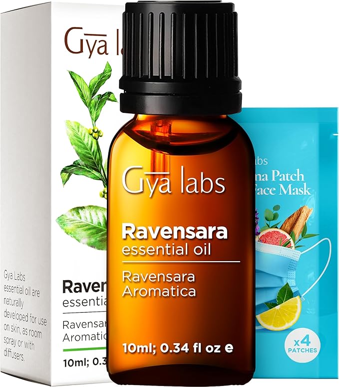 Gya Labs Ravensara Essential Oil for Diffuser - 0.34 Fl Oz - 100% Pure Natural Ravensara Oil for Skin, Hair, Aromatherapy & Candle Making Scent-Ruum Studio Home