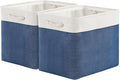 TcaFmac Organization and Storage Basket for Gifts Empty - 16x12x12 inch Large 2 Pack Collapsible Storage Bins for Shelves, Fabric Storage Cubes for Organizing Cloth Toy Kids (White & Jean Blue)-Ruum Studio Home