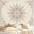 FORATER Floral Bohemian Tapestry, Flower Aesthetic Indian Wall Hanging Boho Tapestries Mandala Room Decor Tapestry for Bedroom Living Room Dorm (Flaxen, 82L x 61W)-Ruum Studio Home