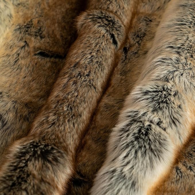 BATTILO HOME Large Brown Faux Fur Throw Blanket for Bed, Fall Fur Blanket and Throws, 60 x 80 Inches Super Soft Fuzzy Thick Warm Blankets for Couch, Reversible to Plush Velvet-Ruum Studio Home