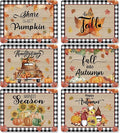 Fall Placemats Set of 6 Buffalo Plaid Thanksgiving Plastic Table Mats Autumn Vintage Maple Leaf Place Mats Pumpkins Truck Leaves Fall Table Decoration for Indoor Outdoor Party Kitchen Dining-Ruum Studio Home