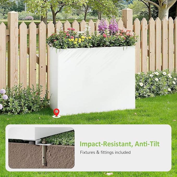 Planter Box Outdoor 38"W x 10.2"D x 30"H- Tall Rectangular Planters for Outdoor Patio/Porch, All-Weather with Anti-dumping Kit, Durable Galvanized Steel, Modern Design for Plants, Flower,Garden-Ruum Studio Home