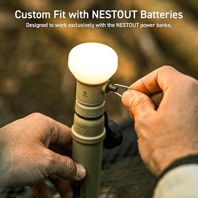 ELECOM NESTOUT Outdoor Camping LED Lantern w/ Mini Tripod, Dimmable USB Powered Soft LED Light, IP44 Water Dust Resistant, 10-350 Lumen, Portable Lamp for NESTOUT Power Bank, Beige (LAMP-1)-Ruum Studio Home