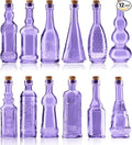 Small Mini Purple Vintage Glass Bottles with Corks, Mini Vases, Decorative Glass Bottle, Potion Bottles, Assorted Design Set of 12 pcs, 4.6 Inch Tall (11.43cm), 1.4 Inch Wide (3.56cm)-Ruum Studio Home
