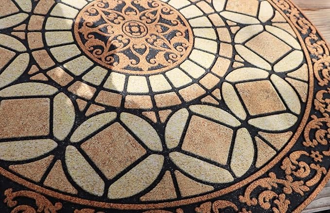 CHICHIC Entrance Door Mat Large 18 x 30 Inch Entry Way Doormat Front Door Rugs Outdoors Heavy Duty Welcome Mat Non Slip Rubber Back Low Profile for Garage, Patio, High Traffic Area, Semicircle-Ruum Studio Home