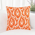 HWY 50 Orange Fall Decorative Throw Pillow Covers 18x18 Inch (1 Piece), Embroidered Cotton Farmhouse Cushion Cover Pillow Case for Sofa Couch Living Room Bed Bedroon, Floral Branches-Ruum Studio Home