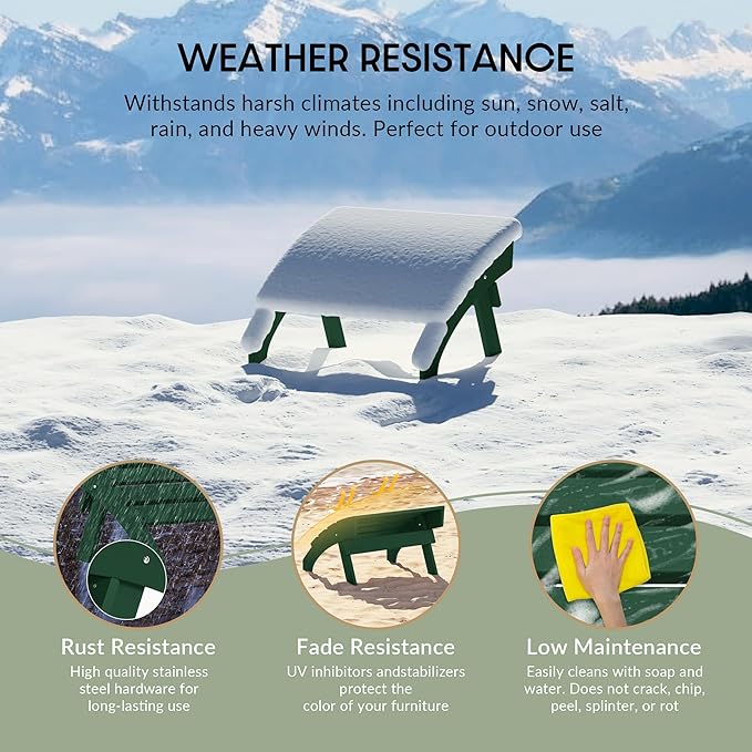 WestinTrends Dylan Outdoor Patio HDPE Adirondack Ottoman Footrest, Dark Green-Ruum Studio Home
