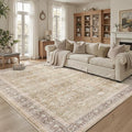 DCX Machine Washable Brown and Beige Area Rug 8x10, Non Slip Stain Resistant Vintage Rug for Living Room Diningroom Bedroom Nursery, Soft Low Pile Large Carpet-Ruum Studio Home