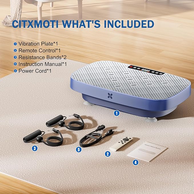 Vibration Plate Exercise Machine, Ultra-Quiet Vibration Plate for Lymphatic Drainage & Body Toning, Whole Body Vibration Platform with Bluetooth, Resistance Bands, Home Gyms Equipment-Ruum Studio Home