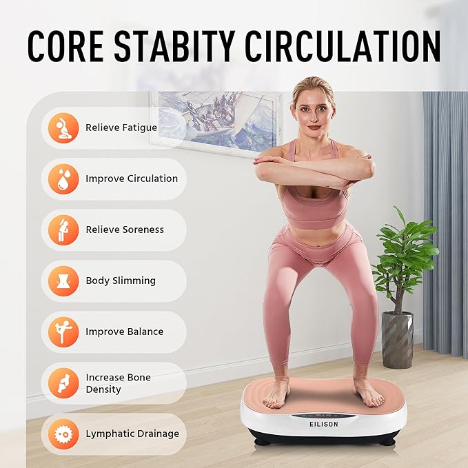 EILISON Glory Vibration Plate Exercise Machine - Whole Body Workout Vibration Fitness Platform Equipment for Home & Travel Workout, Weight Loss, Toning & Wellness-Ruum Studio Home