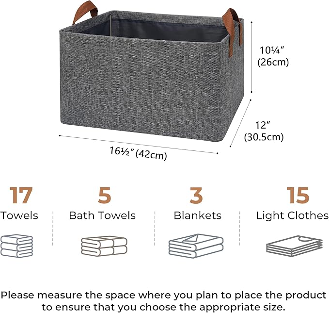 GRANNY SAYS Storage Baskets for Shelves, Closet Organizer Bins, Clothes Storage Bins with Metal Frame, Extra Large Baskets for Organizing and Storage, Collapsible, Dark Gray, 2-Pack-Ruum Studio Home