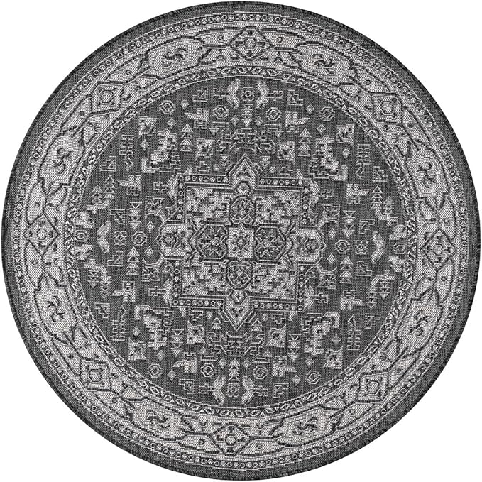 Keen Home Design Terrace Outdoor Round Rug - 8ft Round Washable Indoor/Outdoor Rug for Patio, Kitchen, Balcony, Beach, Garden, Deck and Porch, Size: 7'7" Round-Ruum Studio Home