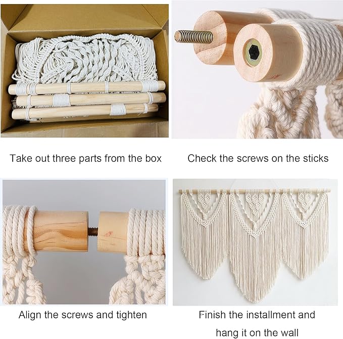 Achart Macrame Wall Hanging Large- Boho Wall Decor- large wall art- Wall Decor Living Room- Macrame Tapestry Boho Decor for Bedroom (Beige-C)-Ruum Studio Home