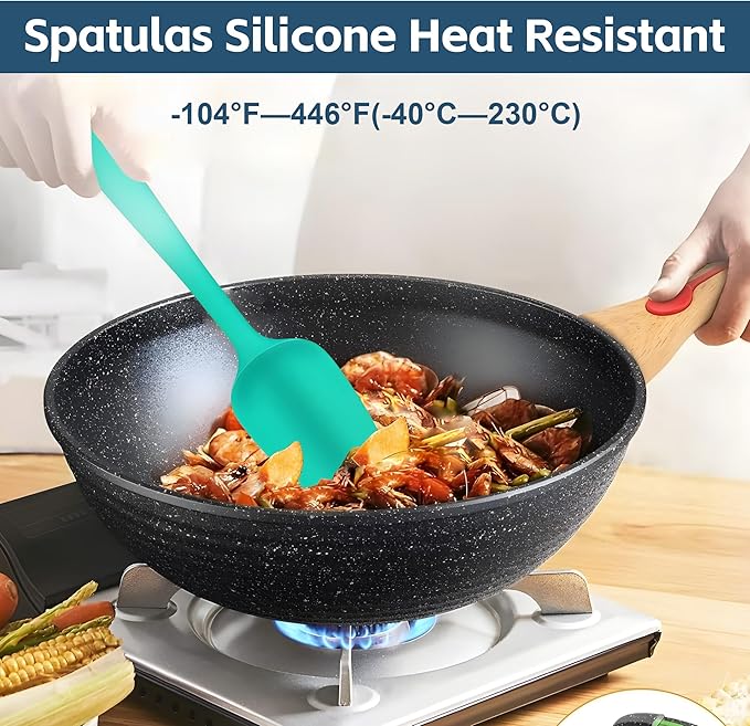 Barsone 5-Piece Silicone Spatula Set（ Heat Resistant 446°F Food Grade BPA Free, Nonstick Cookware Safe Dishwasher Safe Kitchen Tools for Baking, Cooking, Stirring, Multicolor）-Ruum Studio Home