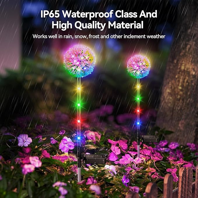 Solar Garden Lights Outdoor Decorations: 4 Pack Dandelion Flower Lights, 2 Modes Colorful 16 LED Landscape Light, Waterproof Artificial Flowers for Yard, Patio, Pathway Decor, Gifts for Women Mom-Ruum Studio Home