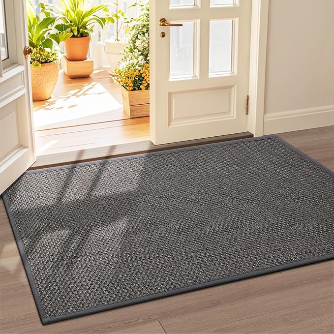 LEKEEPGO Door Mat 36"x59", Non Slip Door Mat Indoor Entrance, Rubber Backing Front Indoor Door mat Washable Absorbent Low-Profile Entryway Entry Resist Dirt Inside Door Mats, Grey-Ruum Studio Home