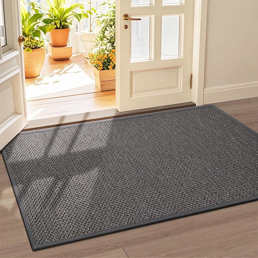 LEKEEPGO Door Mat 36"x59", Non Slip Door Mat Indoor Entrance, Rubber Backing Front Indoor Door mat Washable Absorbent Low-Profile Entryway Entry Resist Dirt Inside Door Mats, Grey-Ruum Studio Home