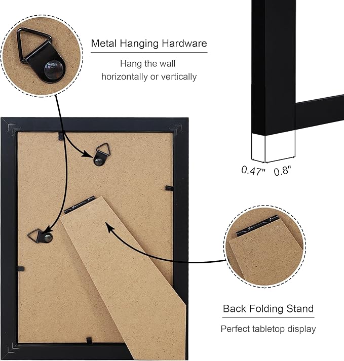 5x7 Picture Frame Set of 4, 5 x 7 Wood Photo Frames with Mat for 4x6, Wooden Frame with Real Glass Cover for Wall and Tabletop Display,Black-Ruum Studio Home