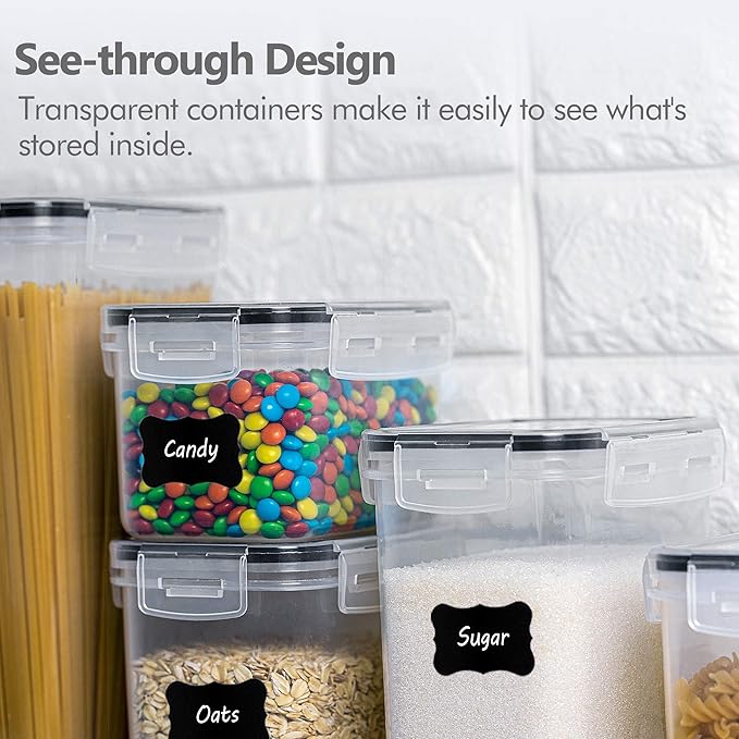 CHEFSTORY Airtight Food Storage Containers Set, 14 PCS Kitchen Storage Containers with Lids for Flour, Sugar and Cereal, Plastic Dry Food Canisters for Pantry Organization and Storage-Ruum Studio Home