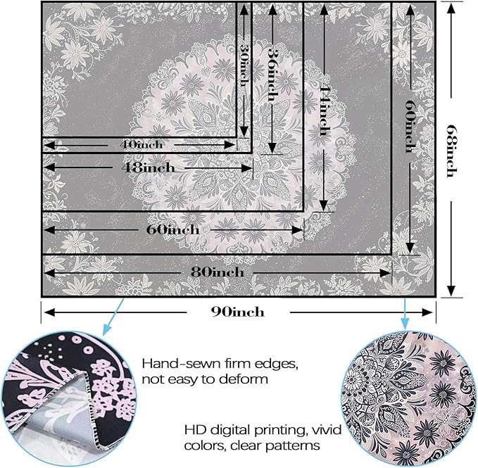 Fowocu Boho Floral Mandala Tapestry Wall Hanging Grey Bohemian Flower Medallion Tapestry Aesthetic Gray Black Hippie Indian Small Tapestries for Bedroom Living Room Dorm Decor 48 x 36 Inch-Ruum Studio Home