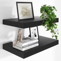 Heimlove 24 x 12 Inch Deep Floating Shelves Wall Mounted with Invisible Brackets,Storage Hanging Shelf for Wall Decor in Bathroom, Bedroom, Toilet, Kitchen, Living Room, Office Set of 2 (Black)-Ruum Studio Home