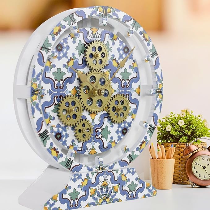 The Gears Clock Wall Clock Italy Collection with Moving Gears (Meta, 10 inch Round)-Ruum Studio Home