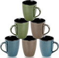 Ceramic Coffee Mugs 12oz, Set of 6 - Large With Handle for Men, Women, Dad, Mom - Modern Cups for Tea, Latte, Cappuccino, Cocoa (6 Pack)-Ruum Studio Home