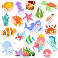 Sea Animals Gel Clings for Kids, 21PCS Thick Vinyl Decals, Cartoon Animal Stickers for Classroom, Home, Nursery, Airplane Birthday Party Supplies, Reusable, Water Resistant, Indoor Usage-Ruum Studio Home