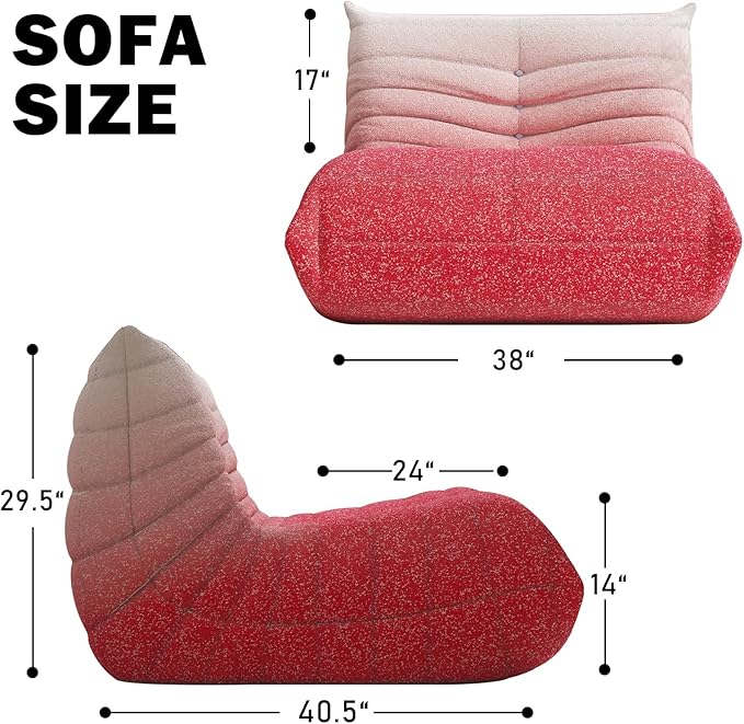 Bean Bag Chair, Fireside Chair Bean Bag Sofa Large Bean Bag Chair for Adults, Bean Bag Chairs for Teens with High Density Comfortable Foam, Memory Foam Bean Bag for Living Room, Bedroom (Pink&White)-Ruum Studio Home