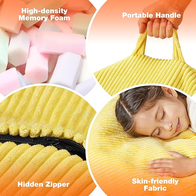 Hobestluk 4.5FT Bean Bag Chair Giant Bean Bag Chair with Filler Included Adult Bean Bag Chairs with Removable Cover for Bedroom Living Room - (Jumbo, Yellow)-Ruum Studio Home
