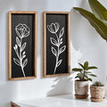 3D Vintage Black Living Room Decor (Set of 2) Lightweight, Wooden Ready-to-Hang Framed Moody Floral Wall Art for Bathroom, Bedroom or Office - Dark Textured Boho Farmhouse Wall Decor - Gift-Boxed-Ruum Studio Home