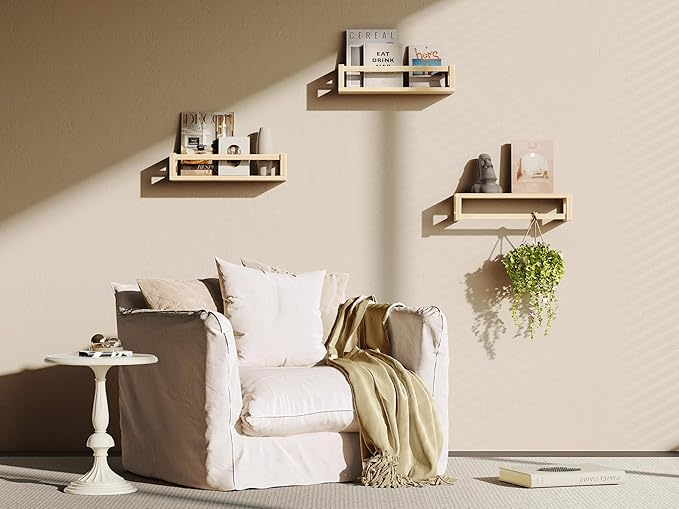 Upgraded Thick Floating Shelves - Multi-Use Wall-Mounted Bookshelves for Kids and Nursery, Ideal for Books, Toys, Spice Rack, Decor - NaturalWood-Ruum Studio Home