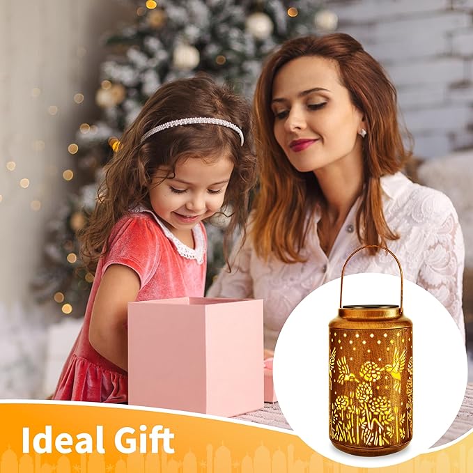 Brizled Hummingbird Solar Lanterns Outdoor, Decorative Mothers Day Gifts for Women Mom Grandma, Waterproof Hanging Solar Lights LED Lanterns for Garden Patio Courtyard Path Tabletop Porch Balcony Decr-Ruum Studio Home
