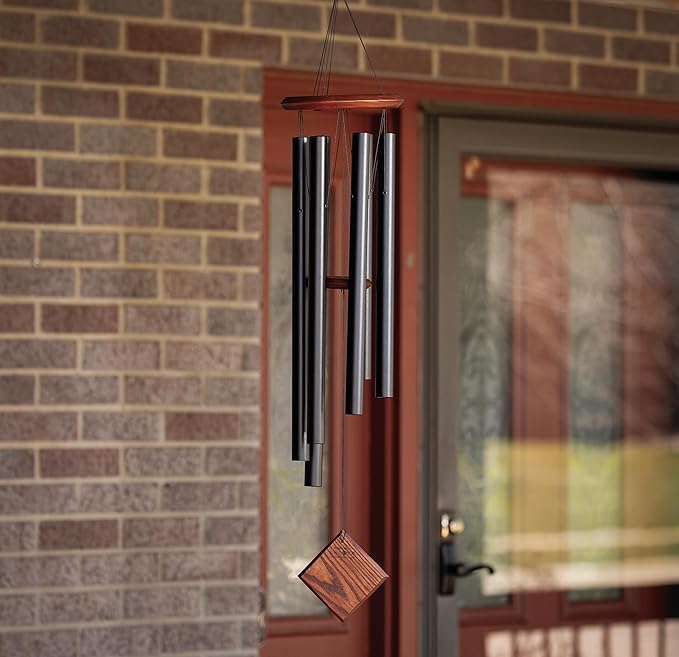 Woodstock Chimes Pluto Wind Chime for Outside 37" Black Teak Medium Tone Sound for Outdoor Garden, Patio, Porch Decor Gifts, Encore Collection, DCKT37-Ruum Studio Home