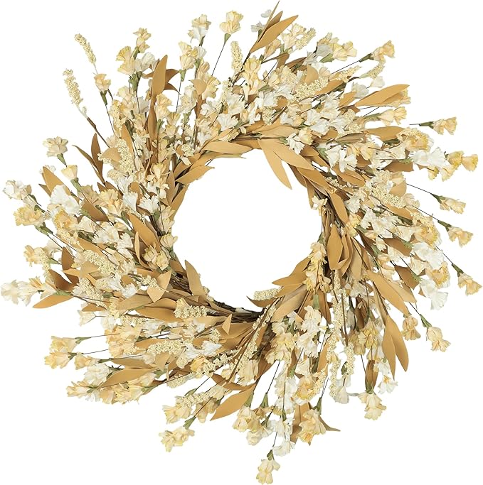 Artgar Fall Wreath, Fall Wreaths for Front Door, 24 in Fall Decor Floral Wreath, Door Wreaths for Front Door Outside All Season for Thanksgiving Home Indoor Outdoor Wall Decor (Wheat)-Ruum Studio Home